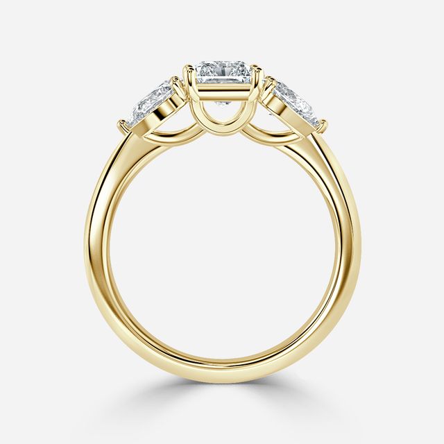 Vivian Solitaire Yellow Gold Plain Band Bridal Set Engagement Ring