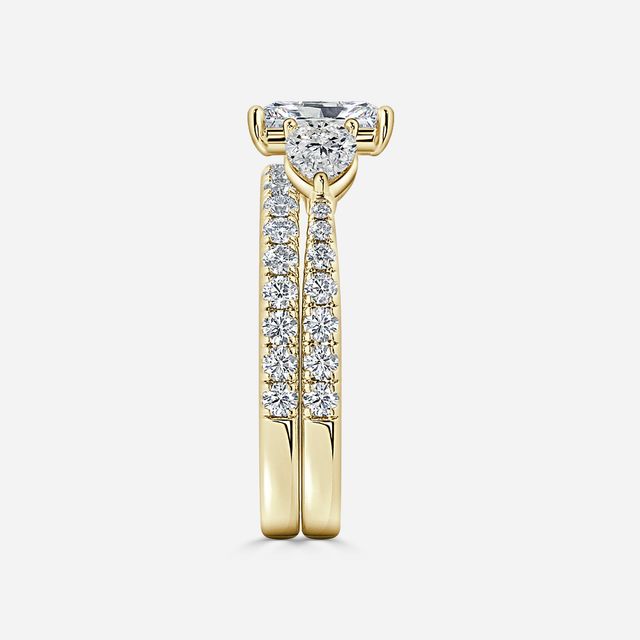 Vivian Yellow Gold Pavé Band Bridal Set Engagement Ring
