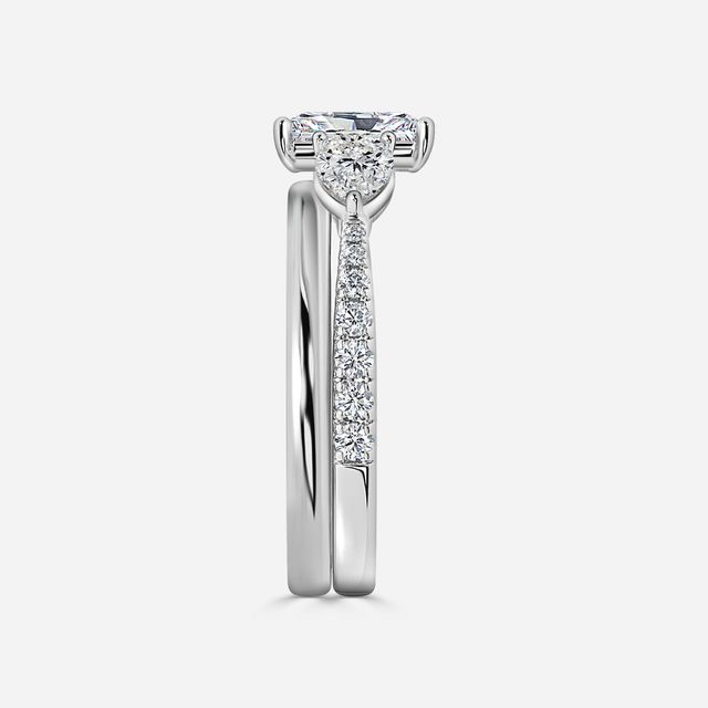 Vivian Platinum Plain Band Bridal Set Engagement Ring
