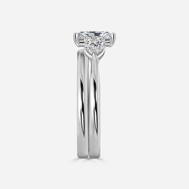 Vivian Solitaire Platinum Plain Band Bridal Set Engagement Ring