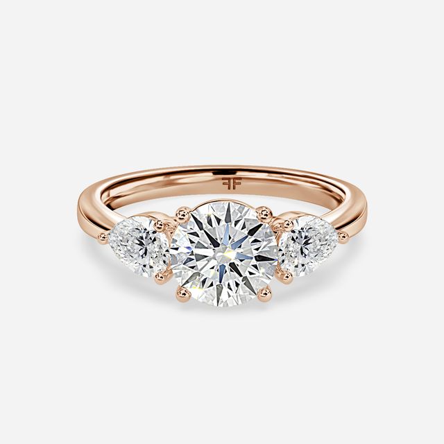Vivian Solitaire Rose Gold Plain Band Bridal Set Engagement Ring
