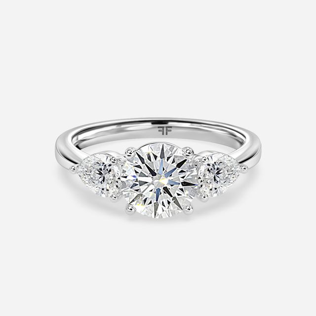 Vivian Solitaire Platinum Plain Band Bridal Set Engagement Ring