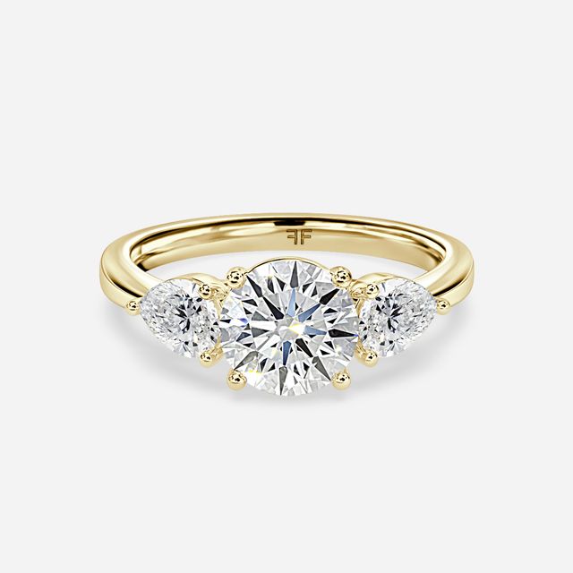 Vivian Solitaire Yellow Gold Plain Band Bridal Set Engagement Ring