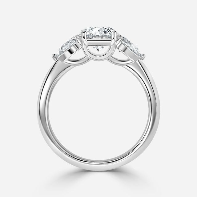 Vivian Solitaire Platinum Plain Band Bridal Set Engagement Ring