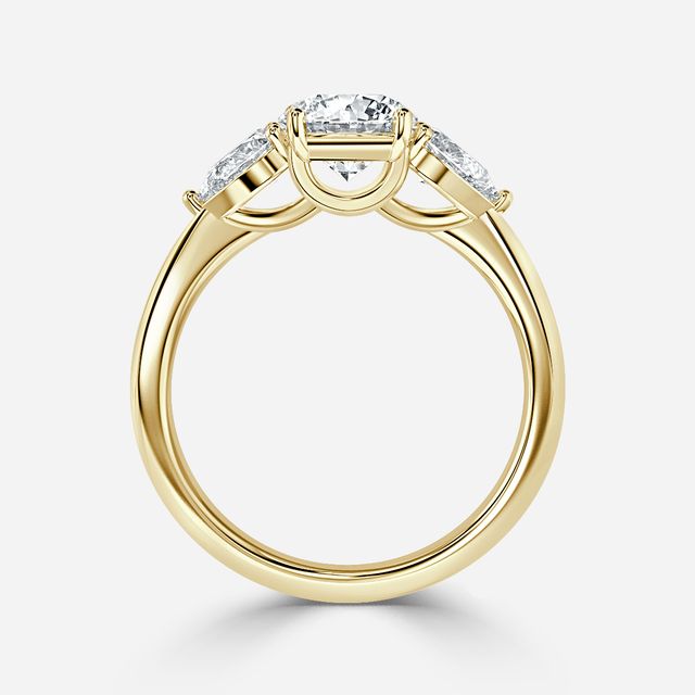 Vivian Solitaire Yellow Gold Plain Band Bridal Set Engagement Ring