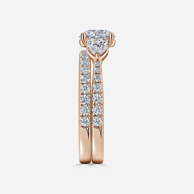 Vivian Rose Gold Pavé Band Bridal Set Engagement Ring