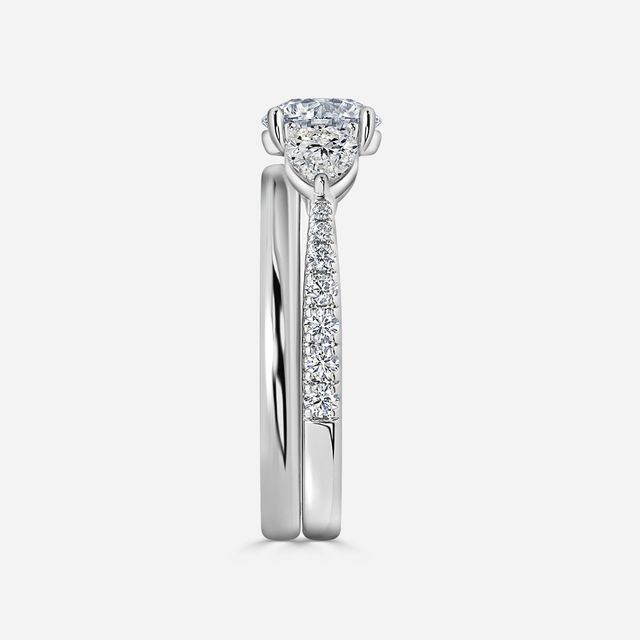 Vivian White Gold Plain Band Bridal Set Engagement Ring