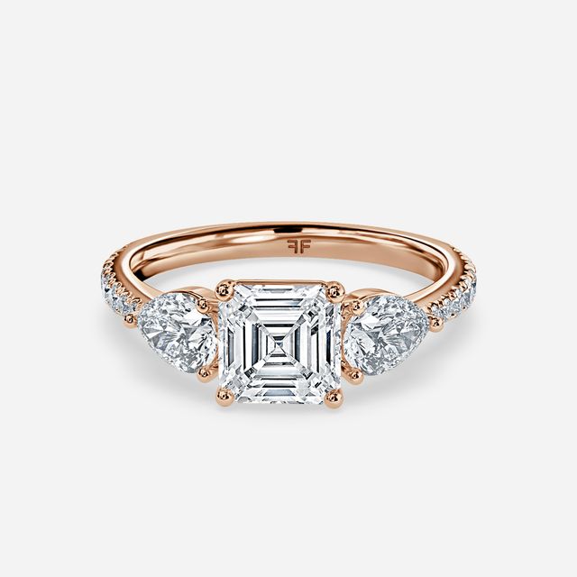 Vivian Rose Gold Plain Band Bridal Set Engagement Ring