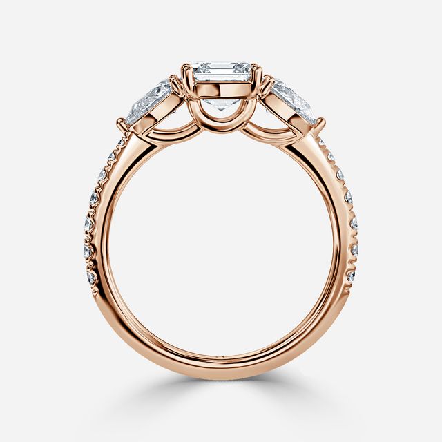 Vivian Rose Gold Plain Band Bridal Set Engagement Ring