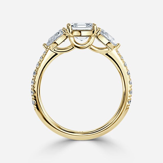 Vivian Yellow Gold Plain Band Bridal Set Engagement Ring
