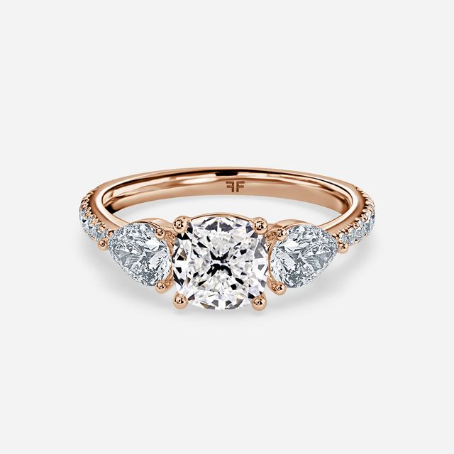 Vivian Rose Gold Plain Band Bridal Set Engagement Ring