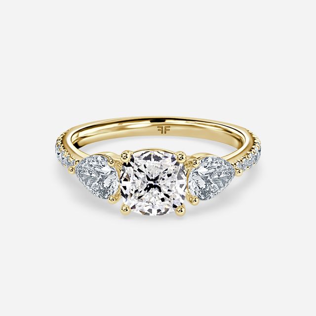 Vivian Yellow Gold Plain Band Bridal Set Engagement Ring