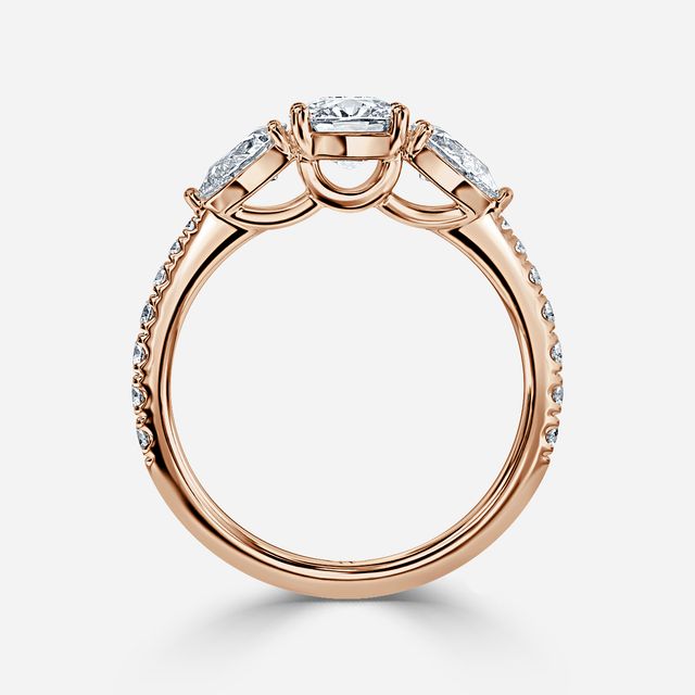 Vivian Rose Gold Plain Band Bridal Set Engagement Ring