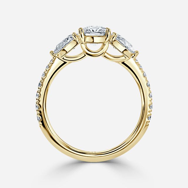 Vivian Yellow Gold Plain Band Bridal Set Engagement Ring