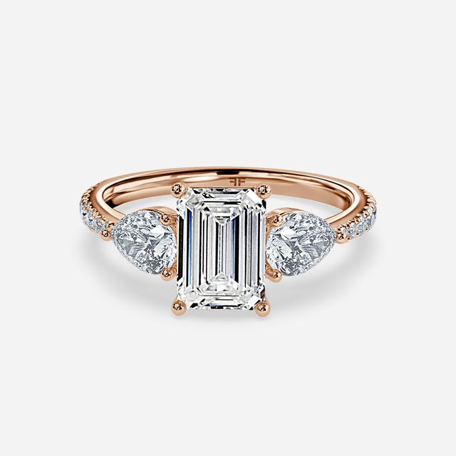 Vivian Rose Gold Plain Band Bridal Set Engagement Ring