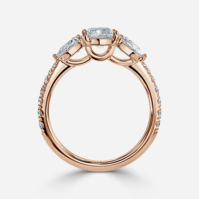 Vivian Rose Gold Plain Band Bridal Set Engagement Ring