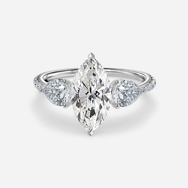 Vivian White Gold Plain Band Bridal Set Engagement Ring