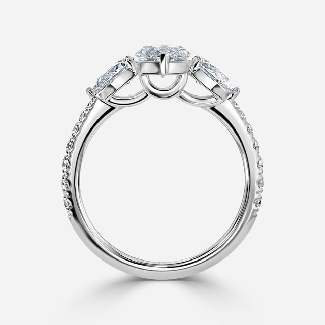 Vivian White Gold Plain Band Bridal Set Engagement Ring