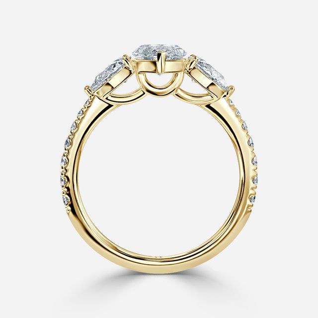 Vivian Yellow Gold Plain Band Bridal Set Engagement Ring