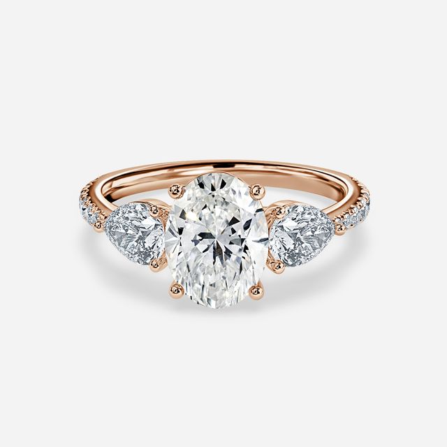 Vivian Rose Gold Plain Band Bridal Set Engagement Ring
