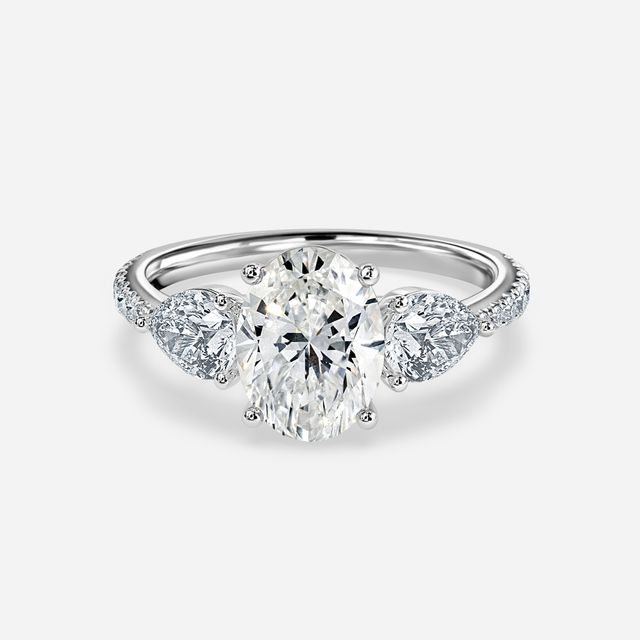 Vivian Platinum Plain Band Bridal Set Engagement Ring