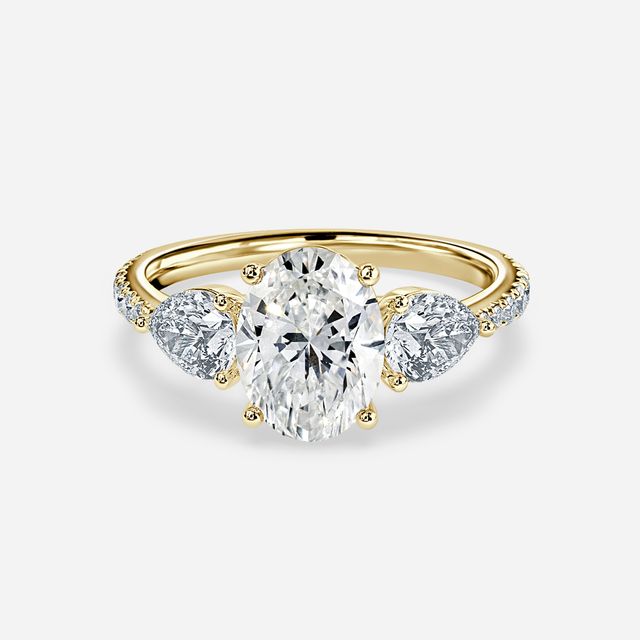 Vivian Yellow Gold Plain Band Bridal Set Engagement Ring
