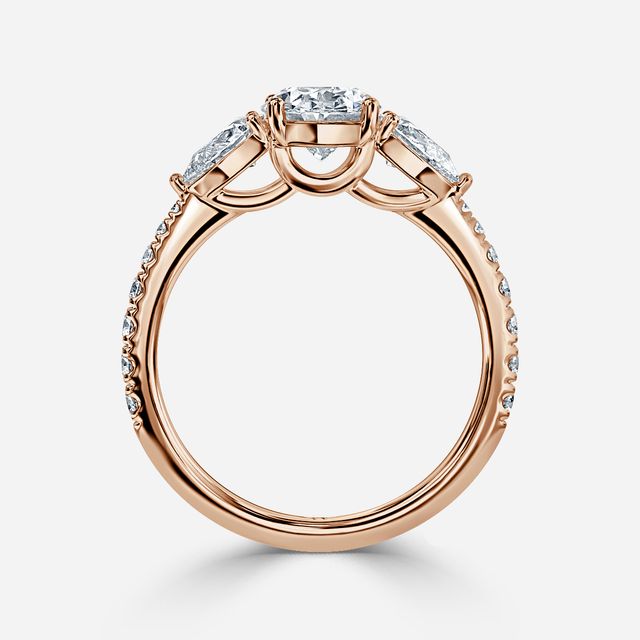 Vivian Rose Gold Plain Band Bridal Set Engagement Ring