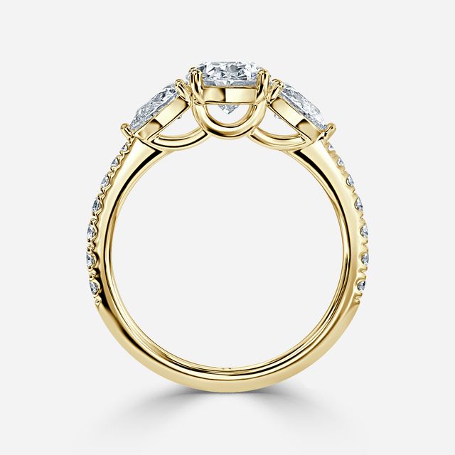 Vivian Yellow Gold Plain Band Bridal Set Engagement Ring