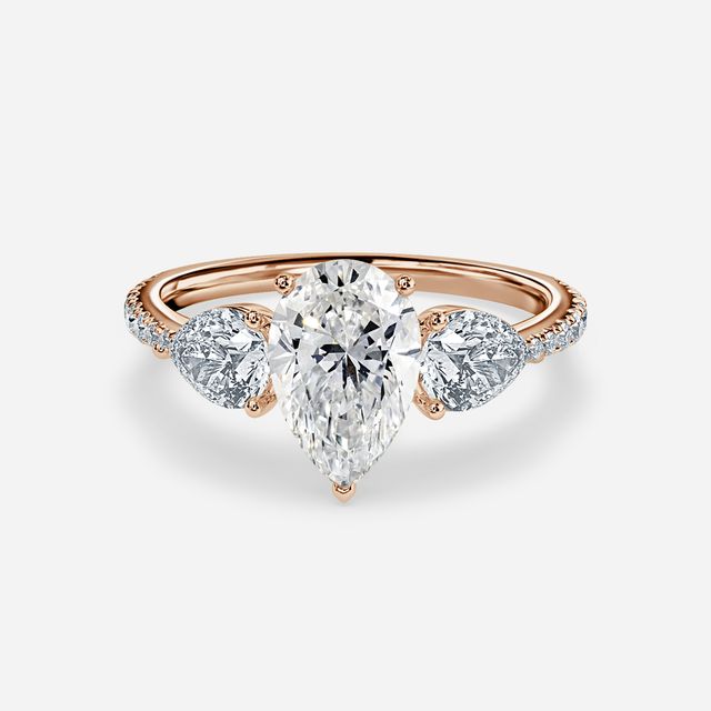 Vivian Rose Gold Plain Band Bridal Set Engagement Ring