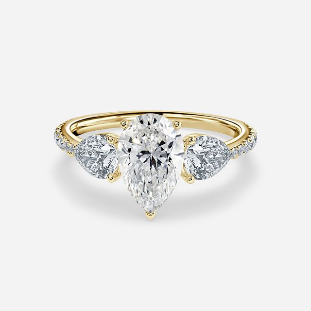 Vivian Yellow Gold Plain Band Bridal Set Engagement Ring
