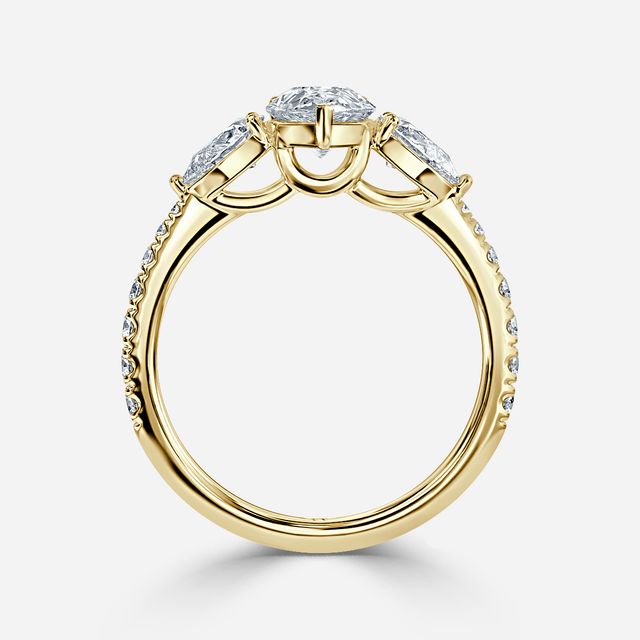 Vivian Yellow Gold Plain Band Bridal Set Engagement Ring