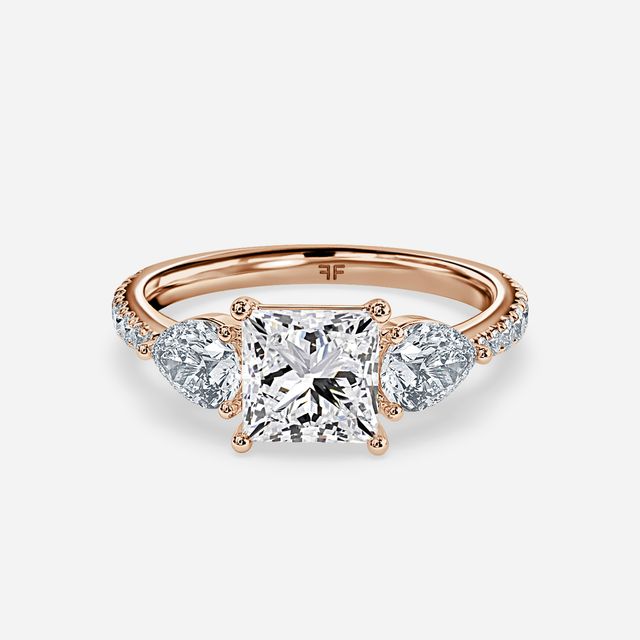 Vivian Rose Gold Plain Band Bridal Set Engagement Ring