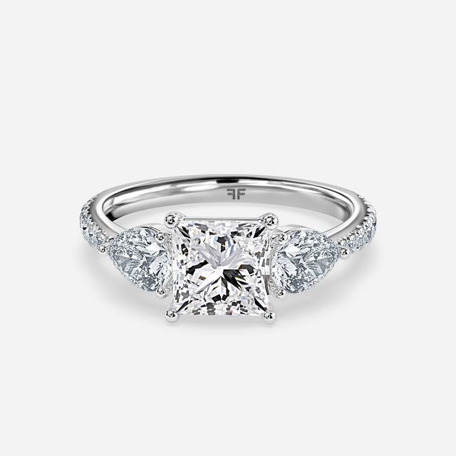 Vivian White Gold Plain Band Bridal Set Engagement Ring