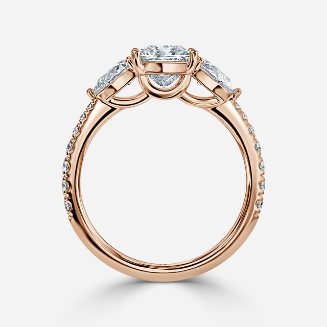 Vivian Rose Gold Plain Band Bridal Set Engagement Ring