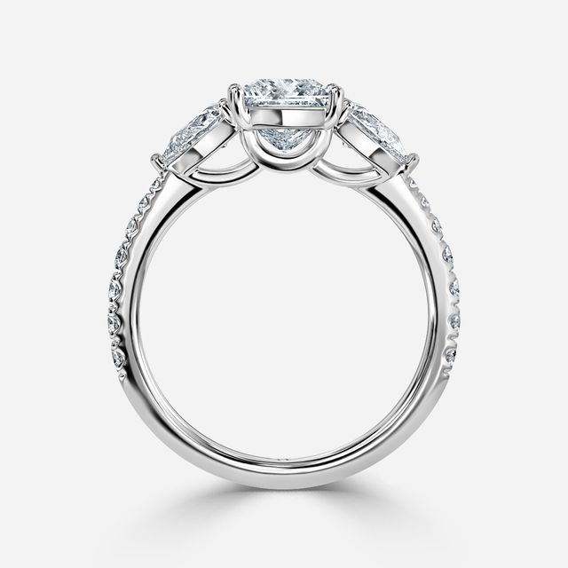 Vivian White Gold Plain Band Bridal Set Engagement Ring