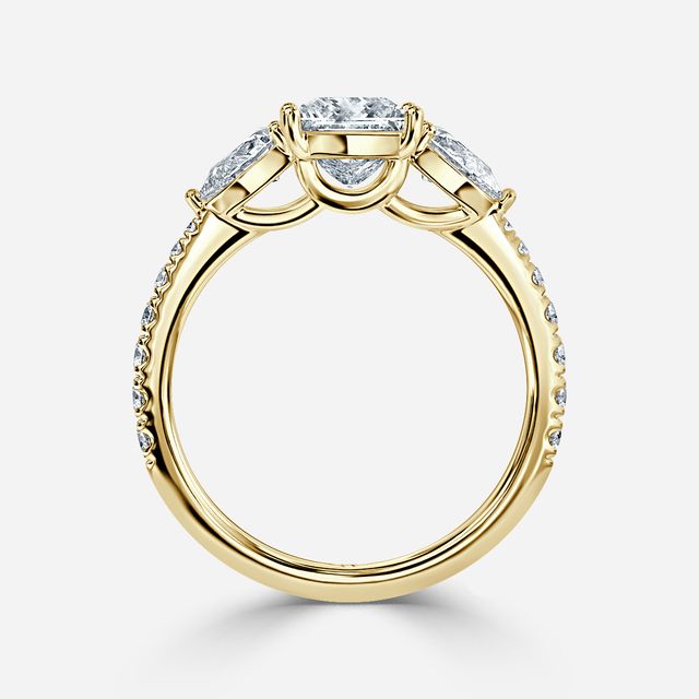 Vivian Yellow Gold Plain Band Bridal Set Engagement Ring