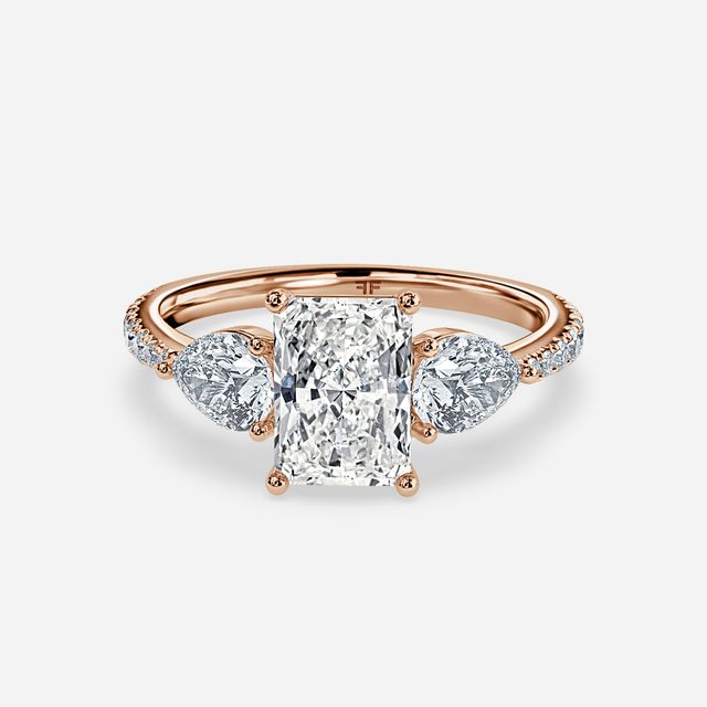 Vivian Rose Gold Plain Band Bridal Set Engagement Ring
