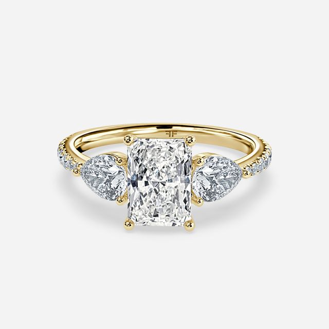 Vivian Yellow Gold Plain Band Bridal Set Engagement Ring