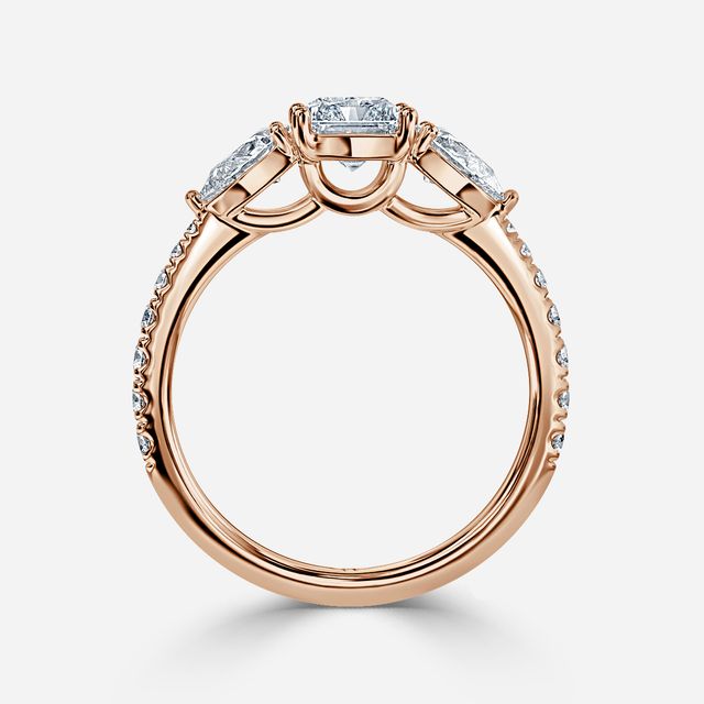 Vivian Rose Gold Plain Band Bridal Set Engagement Ring