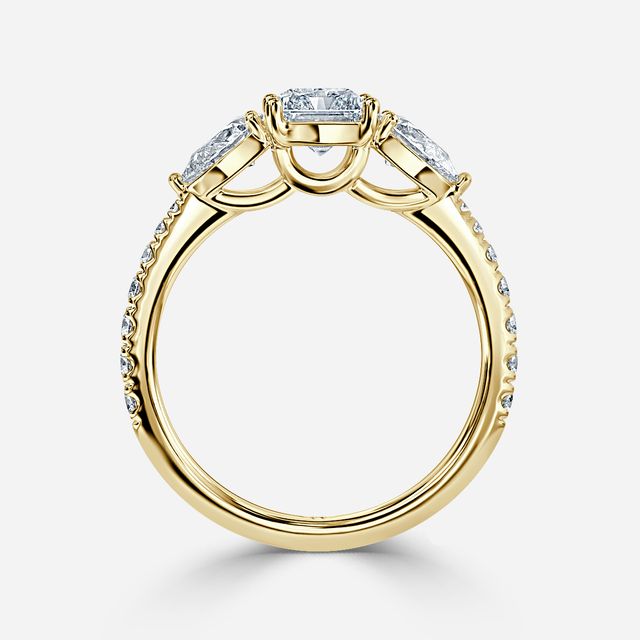 Vivian Yellow Gold Plain Band Bridal Set Engagement Ring