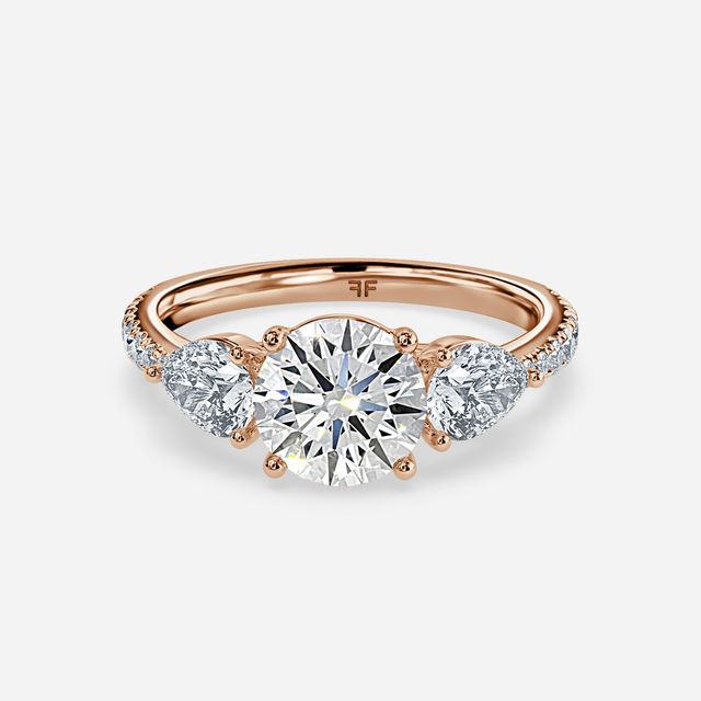 Vivian Rose Gold Plain Band Bridal Set Engagement Ring