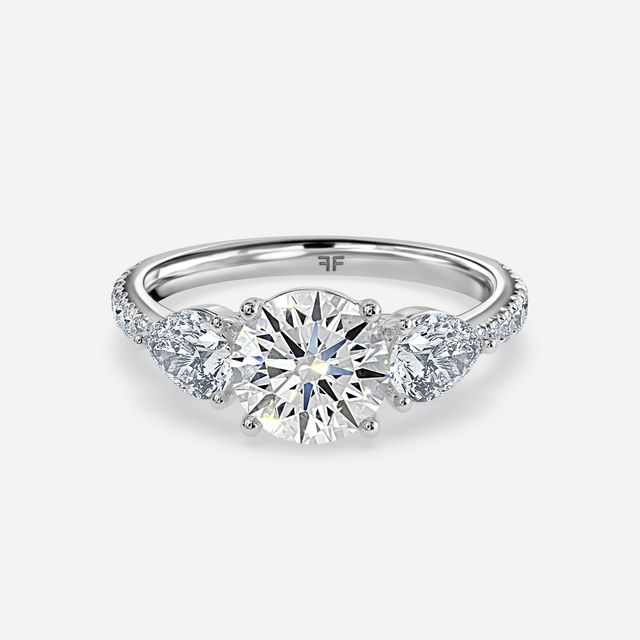 Vivian White Gold Plain Band Bridal Set Engagement Ring