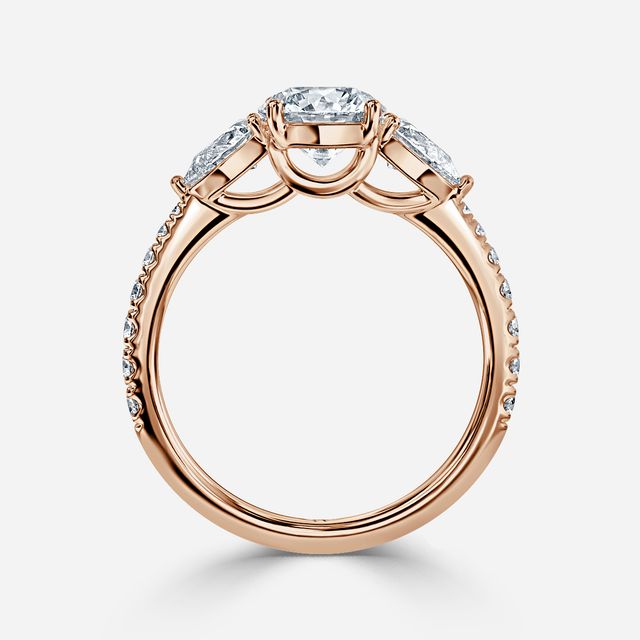Vivian Rose Gold Plain Band Bridal Set Engagement Ring