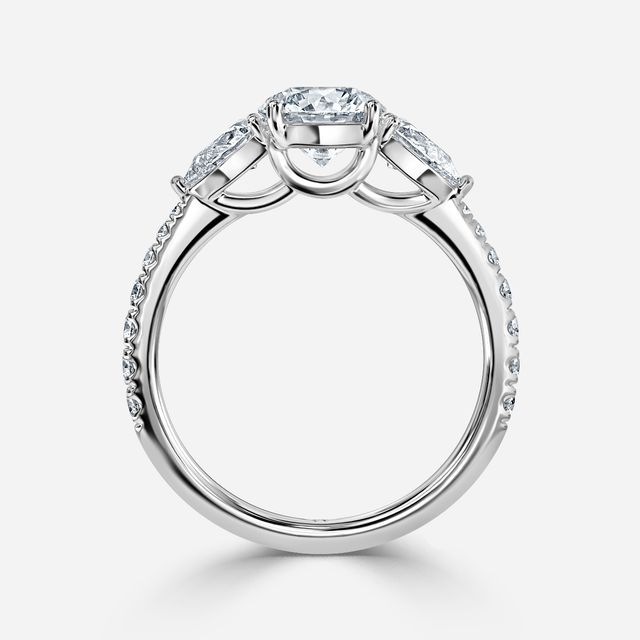 Vivian White Gold Plain Band Bridal Set Engagement Ring