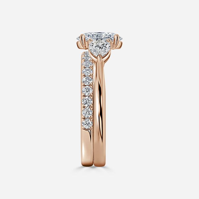 Vivian Solitaire Rose Gold Pavé Band Bridal Set Engagement Ring