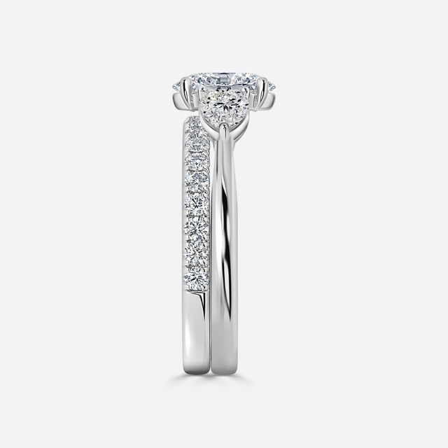 Vivian Solitaire Platinum Pavé Band Bridal Set Engagement Ring