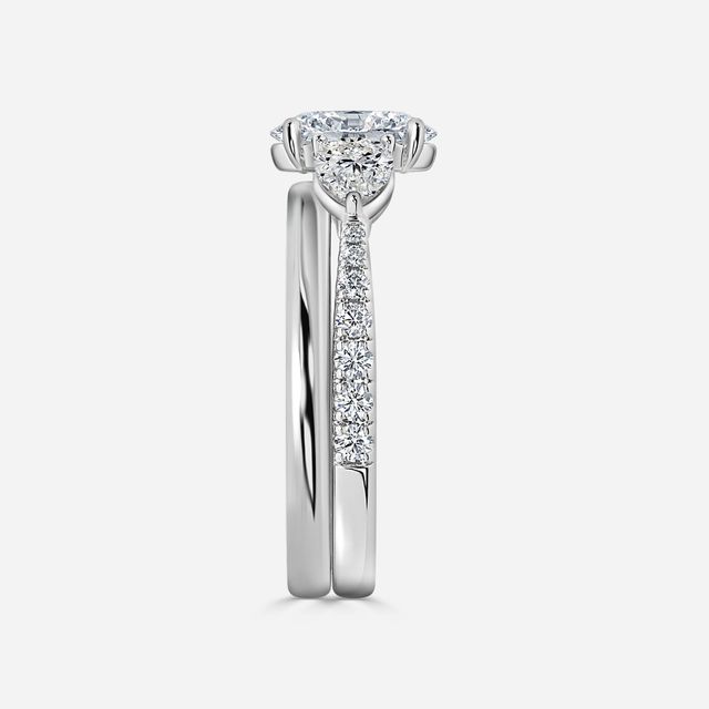 Vivian Platinum Plain Band Bridal Set Engagement Ring