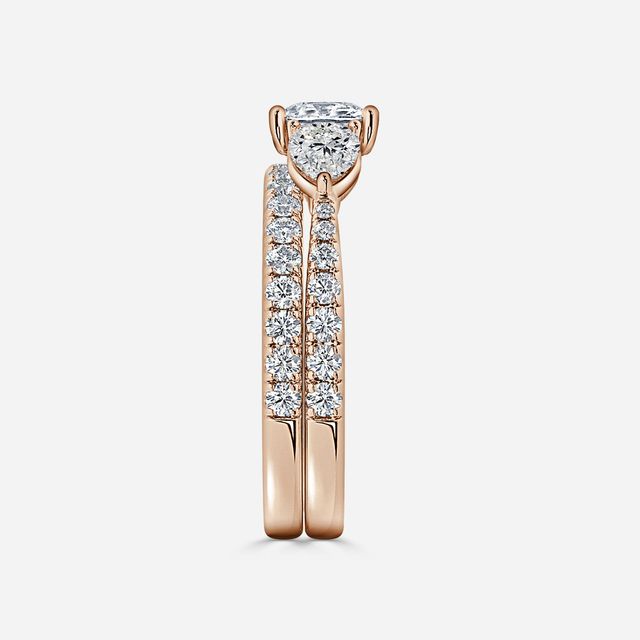 Vivian Rose Gold Pavé Band Bridal Set Engagement Ring