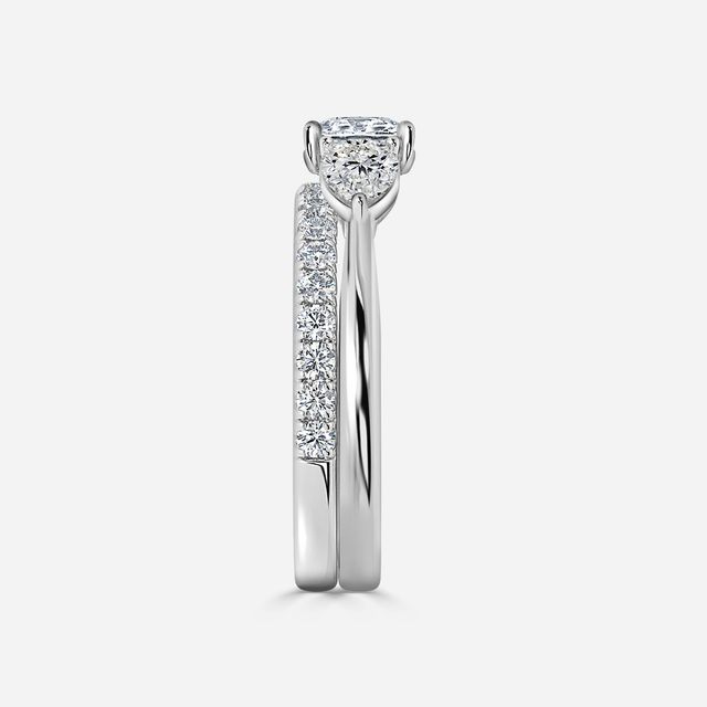Vivian Solitaire White Gold Pavé Band Bridal Set Engagement Ring