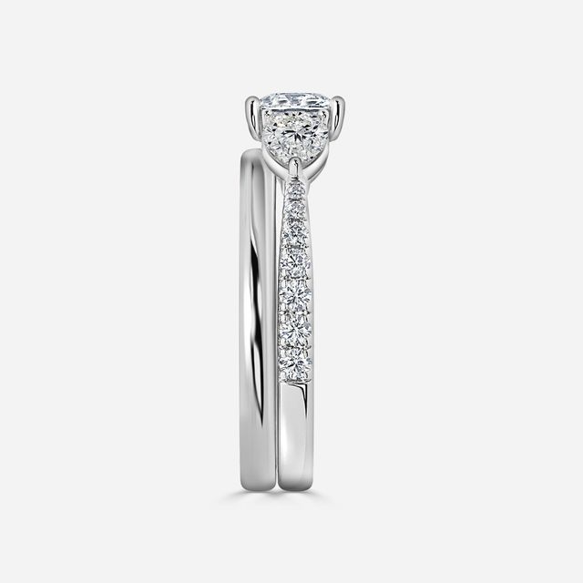 Vivian Platinum Plain Band Bridal Set Engagement Ring